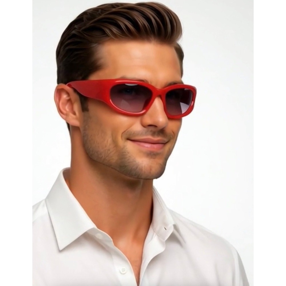 Sunglasses Red Frame Black Lens UV Sun Protect Fashion Sports Beach Lentes Gafas